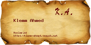 Klemm Ahmed névjegykártya